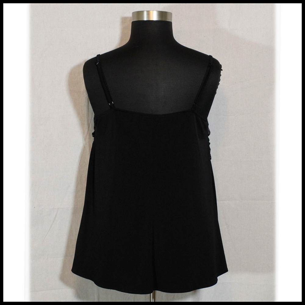 LB Black Camisole-style Top w/ Lace Bandeau Accent - Picture 3 of 6